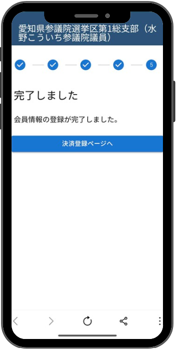 STEP 5: 登録完了画面